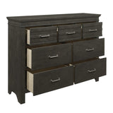 ZUN 1pc Charcoal Gray Finish 7 Drawers Dresser Transitional Style Wooden Bedroom Furniture B011P220616