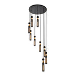 ZUN Modern Industrial Multi-Light Pendant Chandelier - 9-Light Black and Gold Adjustable Ceiling Light W1340P233176