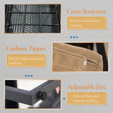 3 Piece Outdoor PE Wicker Furniture Set, Patio Black Rattan Sectional Sofa Couch with Washable 95617851