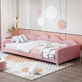 Twin size Upholstered Daybed, Sherpa Fabric Sofabed with Cloud-Shaped Backrest, No Box-spring N733P234602H