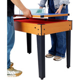 ZUN 5-in-1 Multi-Game Table - Billiards, Push Hockey, Foosball, Ping Pong, and Basketball brown/red 34748372