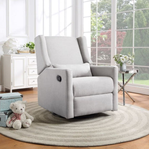 ZUN Pronto Swivel Glider Recliner with Pillow Blanco Fabric B022P174723