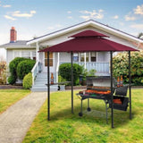 ZUN 8x5Ft Grill Gazebo Replacement Canopy,Double Tiered BBQ Tent Roof Top Cover,Burgundy [Sale to Temu 97205972