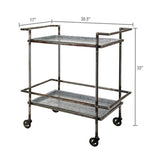 30.7x17.1x34.6" Percy Galvanized Metal Bar Cart in Gray & Black W2078P180403