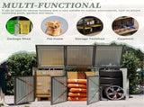 Garbage Bin Shed Stores 3 Trash Cans with Pneumatic Support Rod, with Lockable Doors & Waterproof W1598P357717
