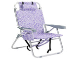 1 PCS Aluminum Beach Chair, 15 Inch Seat Height Purple Tribal Pattern, 5-Position Adjustable 19923642