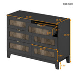 Rustic Farmhouse Style Wooden Dresser with 6 Drawers, Storage Cabinet for Bedroom with Metal WF530908AAB