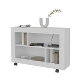 FM FURNITURE Cowlic Console Table in Melamine with Open Storage. White B128P283285
