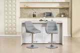 Set of 2 Bar Stools, with Chrome Footrest and Base Swivel Height Adjustable Mechanical Lifting W1249P243518