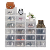 ZUN Shoe Storage Boxes 18 Pack Clear Plastic Stackable - White 71099697