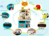 Blue Kids Corner Play Kitchen with Realistic Sounds, Lights & Steam, 95PCS Accessories Pretend 17632106