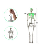 5.5ft Life-Size Pre-Lit Halloween Skeleton - Built-In Green LED Lights , Fully Poseable 34901388