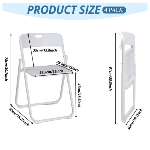 ZUN 4 Pack Plastic Folding Chairs, Stackable Commercial Chairs, Portable Event Seats Indoor Outdoor for 53827102