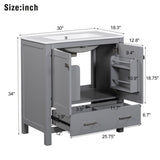 ZUN 30" Gray Bathroom Vanity Single Sink, Combo Cabinet Undermount Sink, Bathroom Storage Cabinet WF324043AAE