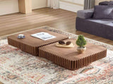 Modern 35.43 inch Handcraft Drum Table Square Table for Living Room,Small Wooden W2582P360254