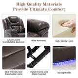 Home Theater Seating Manual Recliner Chair with Center Console and LED Light Strip for Living Room, WF310727AAD