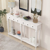 TREXM Retro Console Table with 4 Drawers and Open Shelf, perfect for Entryways, Living Rooms, and N715P202860K