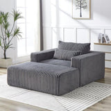 75-Inch Corduroy Sponge Sofa Lounge Chair with Removable footrest,No Assembly Required,Fluffy Modern W834P206097