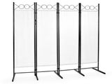 4-Fold Foldable Screen Plastic Feet 160g Polyester Fabric Carbon Steel Frame 6FT Off-White 68530944