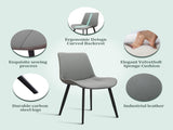 Light Grey & Dark Grey PU Leather Dining Chair with Metal Legs, Modern Upholstered Chair Set of 2 T3967P421214