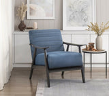 Casual Transitional Accent Chair 1pc Blue Fabric Upholstery Dark Gray Frame Solid Wood Living Room B011P182646