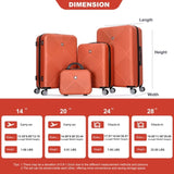 4-piece ABS lightweight suitcase, 14 inch makeup box, aircraft wheels DARK ORANGE W284P149257