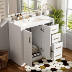 ZUN 36'' Bathroom Vanity with Ceramic Sink Combo, Solid Wood Frame Bathroom Storage Cabinet, N710P243327K