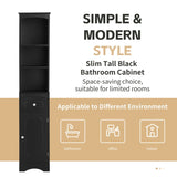 ZUN Tall Bathroom Cabinet, Freestanding Storage Cabinet with Drawer, MDF Board, Adjustable Shelf, Black WF289423AAB