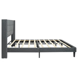 ZUN Queen Size Upholstered Platform Bed Frame with Modern Button Tufted Linen Fabric Headboard, No Box W311P195302