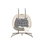 ZUN 2 Person Outdoor Rattan Hanging Chair Patio Wicker Egg Chair W874P146262