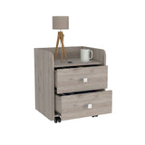 Nightstand 22"H, Two Drawers, Superior Top, Metal Handle, four wheels, Light Gray B097133086