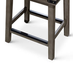 ZUN 30" Bar Stool, Weathered Gray Finish, Black Leather Seat B04660632