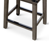 24" Counter Stool, Weathered Gray Finish, French Gray Leather Seat B04660631