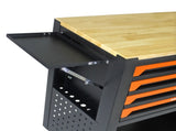 4 DRAWERS MULTIFUNCTIONAL TOOL CART WITH WHEELS AND WOODEN TOP-ORANGE W1102111186