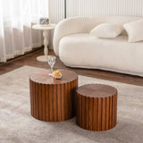 ZUN Round Wood Coffee Table for Living Room for Small Space Apartment and No Need Assembly W3081P255021