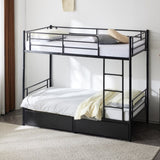 Twin Over Twin Convertible Bunk Bed with 2 Storage Drawers, Metal Bunk Bed Can be 03534327