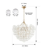 23.6-Inch Gold Pendant Light Chandelier with Threaded Clear Glass Globe Shade Adjustable Height, W1340P251916