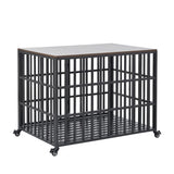 ZUN 42" Heavy Duty Dog Crate for Large Medium Dogs, Furniture Style cage with 4 Lockable Wheels and 2 W206P146720