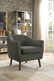 Gray Fabric Upholstered Accent Chair 1pc Espresso Finish Legs Button Tufted Solid Wood Furniture B011P182505