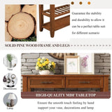 Console Sofa Table with 2 Storage Drawers and 2 Tiers Shelves, Mid-Century Style 42'' Solid Wood W120284579