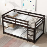 ZUN Solid Wooden , Solid Rubber Wooden Twin over Twin Loft Bed with Ladder ,Upper and Bottom Bed W504P191655