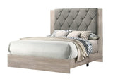 Contemporary 1pc Cream Finish Eastern King Size Bed Bedroom Furniture Gray Tufted Design Headboard B011P236792