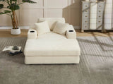 Corduroy Upholstered Chaise Lounge Sofa,Magazine bag,Detachable Cushions Deep Seat for Living W2120P322752