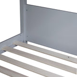 Twin Over Twin House Floor Bed with Headboards, Footboards and Guardrails, Ladder, Rubber Wood W504P227934