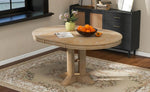 ZUN TREXM Farmhouse Dining Table Extendable Round Table for Kitchen, Dining Room WF305980AAE