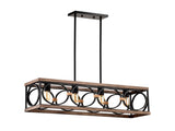 4-Light Farmhouse Rectangle Pendant Light,31.6" Nature Wood Texture Vintage Rustic W3596P469841
