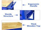 3 DRAWERS MULTIFUNCTIONAL TOOL CART WITH WHEELS AND WOODEN TOP-Blue W1102P316944