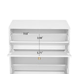 ZUN Natural Rattan 3 Door Shoe Rack, Freestanding Modern Shoe Storage Cabinet, for Entryway W688106928