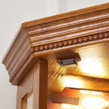 Corner Curio Cabinet with Lights, Adjustable Tempered Glass Shelves, Mirrored Back, Display W1693P165016