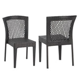 Outdoor Dining Chairs Set of 2, Stackable Chairs with UV-Resistant PE Rattan and Steel Frame, for N779P227340B